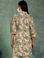 Beige Printed Silk Blend A-Line Kurti - Image 4