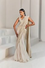 Women's frill ruffle ready to wear saree for wedding mehandi party diwali haldi reception navratra gift. - Image 3