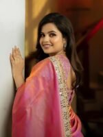Women's Tissue Embellished Lace Work Saree with Unstitched Blouse Piece - Image 2
