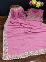 Women's Georgette Embroidery work Saree with Blouse Piece - Image 2