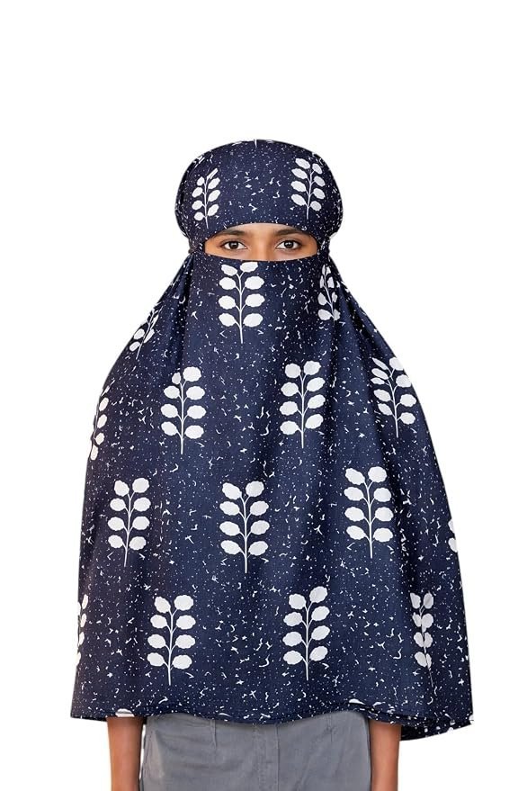 71pCcu8zu4L._SY879_.jpg Rayon Scarf for Women and Girls Face cover | Summer face cover for girls scarf for Women with Size Adjustable (Navy Blue) - Image 1