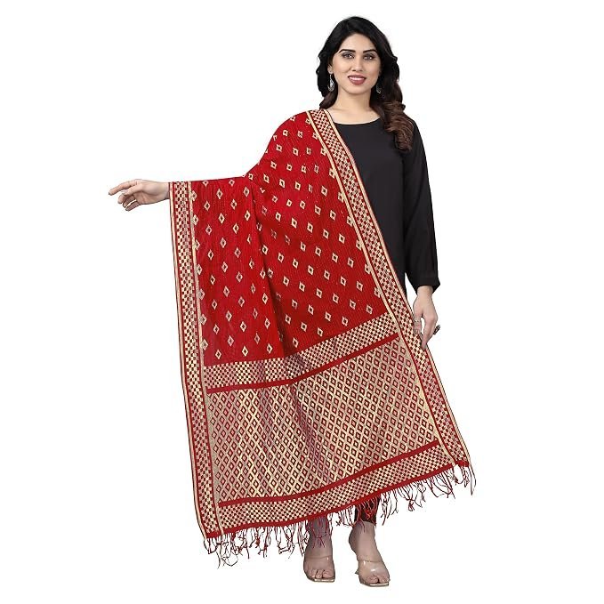 913xEapHcfL._SX679_.jpg StyleScope Women's Rasal Net Dupatta With Gold Zari Work - Image 1