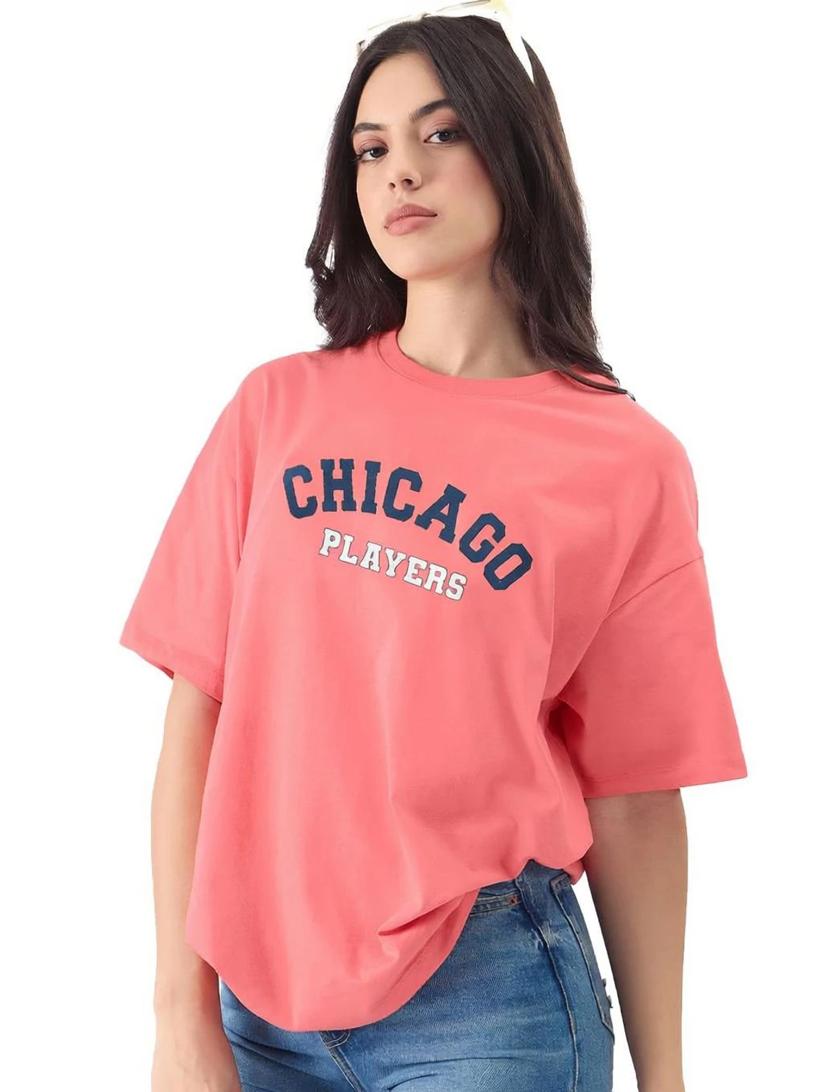 Pink printed women's T-shirt